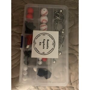 Baseball Bling Beadable Keychain Kit DIY  Includes 3 Keychains 3 Focals &‎ More